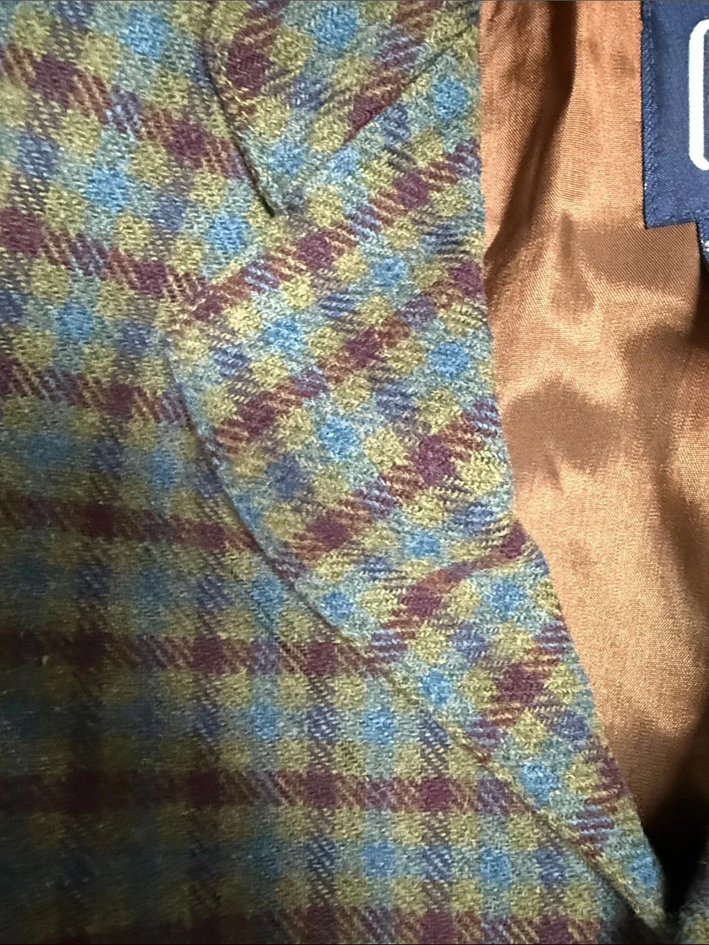 GAP Kids's Blue and Green Plaid Wool-Blend Blazer